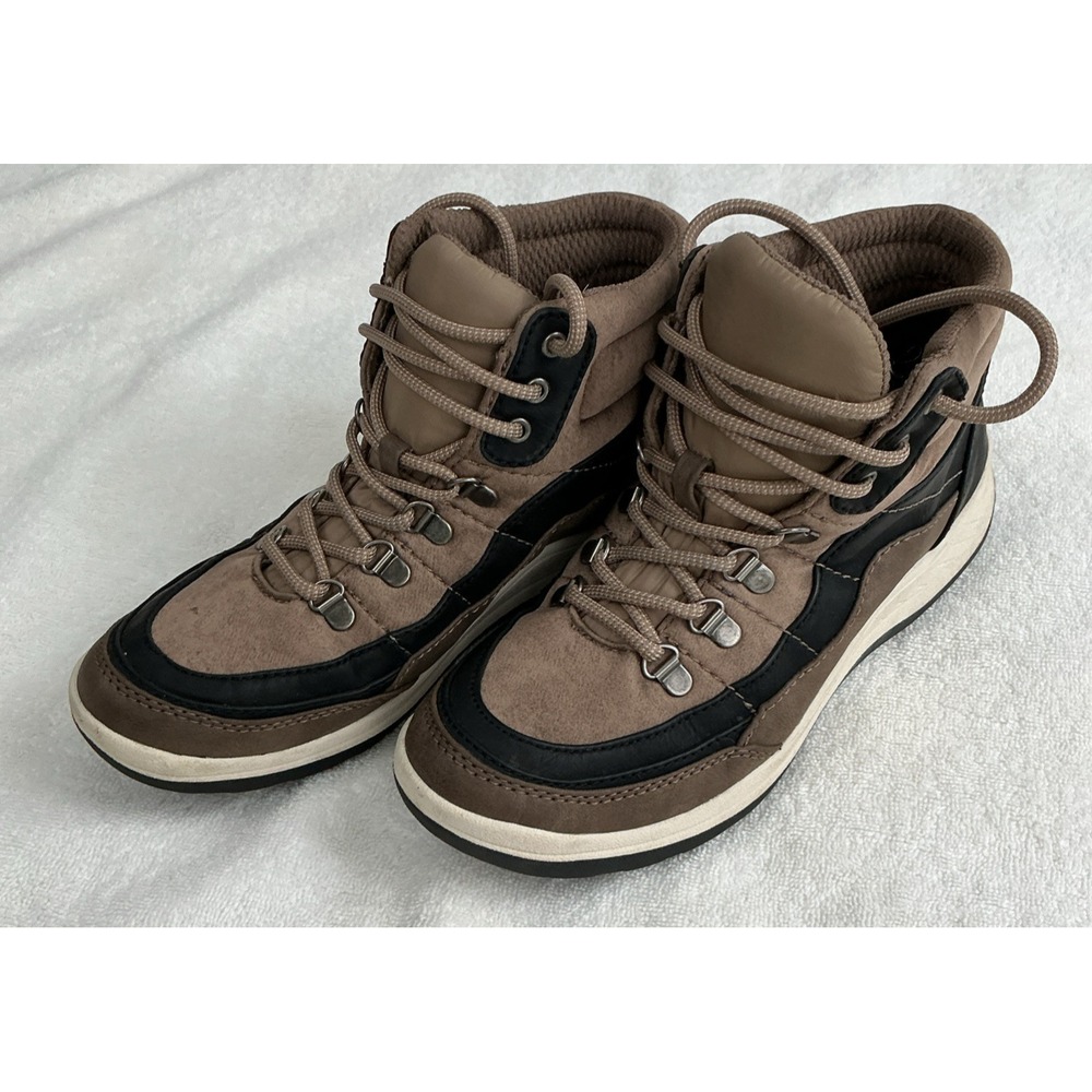 Baretraps Kamber Hiking Boots Womens 8.5 M Taupe Black Lace Up 714178